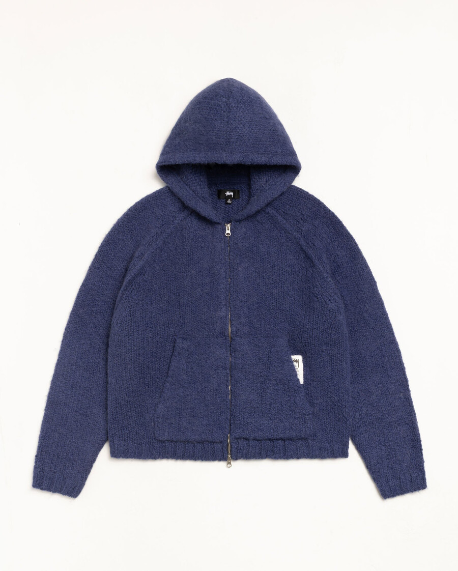 sweat à capuche zippé en grosse maille