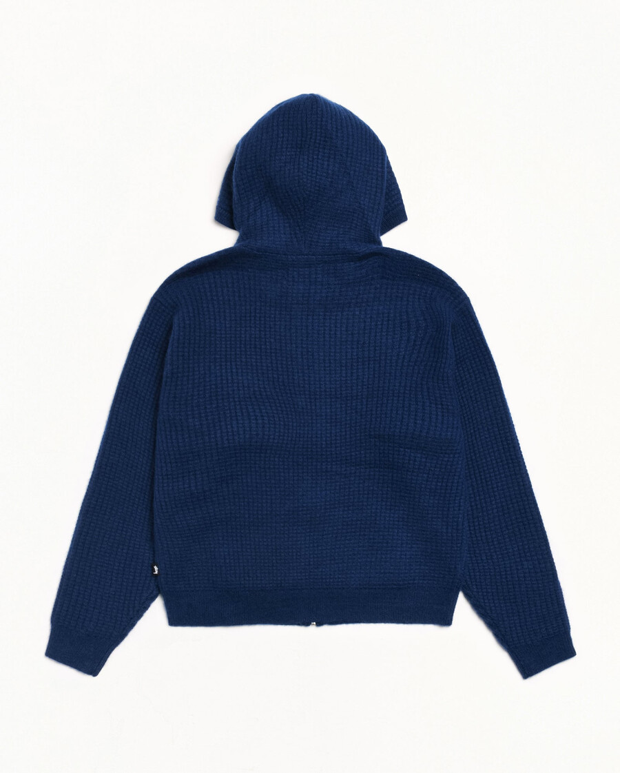 pull à capuche zippé en cachemire gaufré