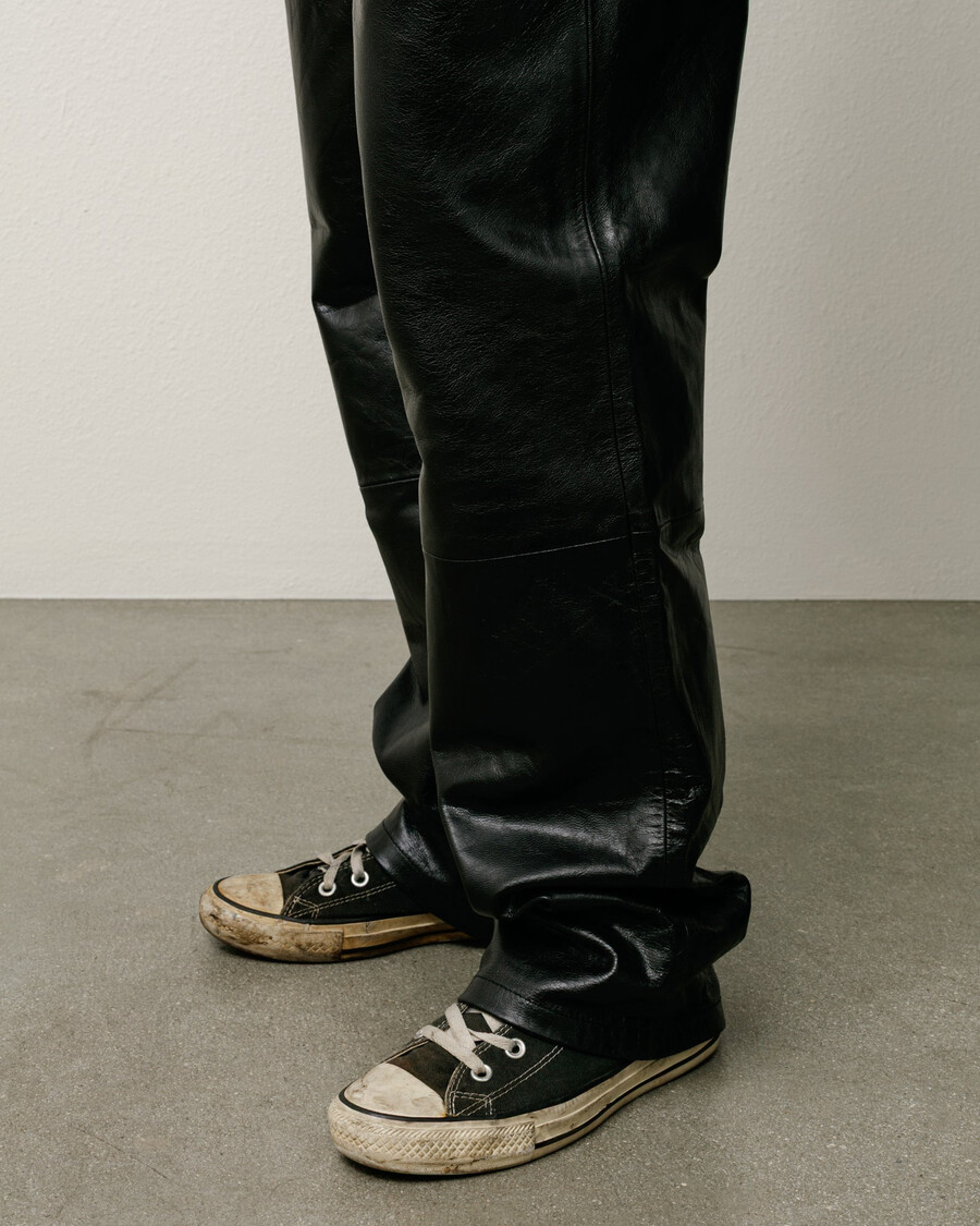 pantalon classique en cuir